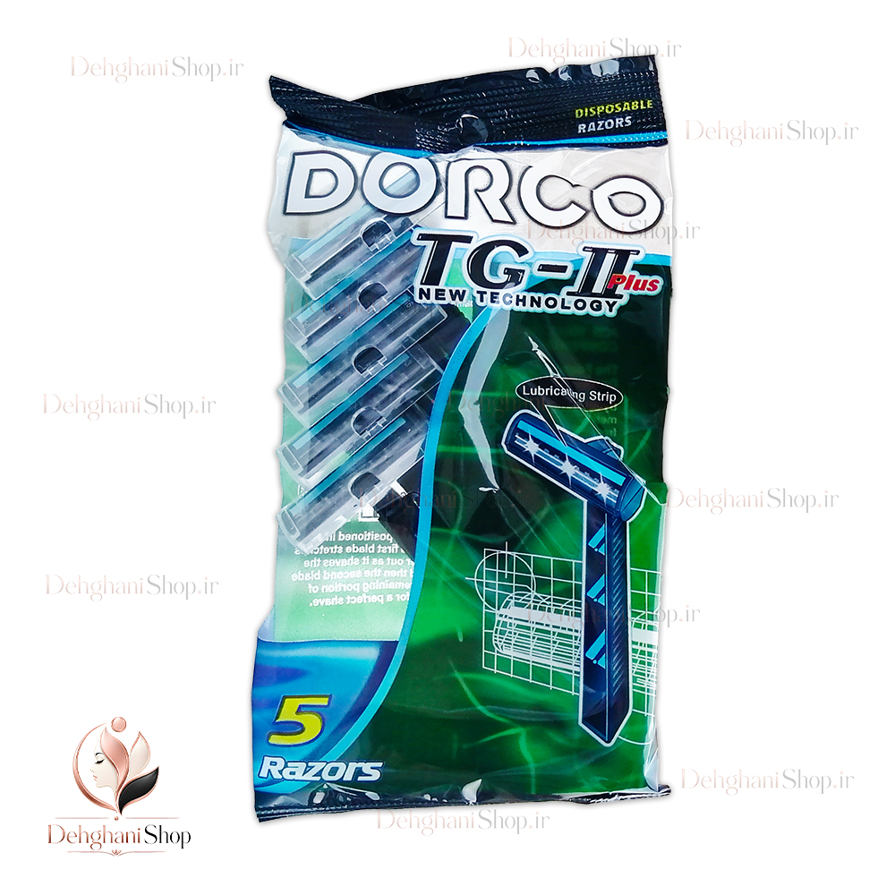 dorco tg-ii plus 2 blade razor 5 pack خودتراش دورکو ۲ لبه صابون دار بسته ۵ عددی