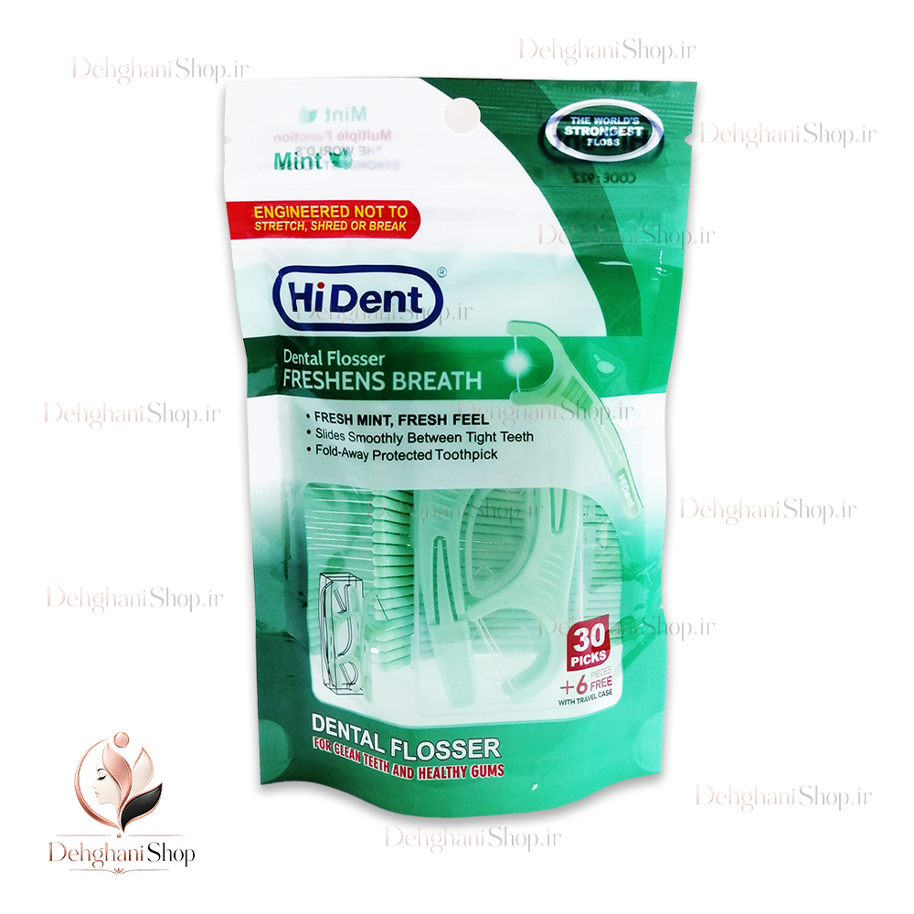 HiDent Floss Picks Pack of 30 نخ دندان کمانی هایدنت بسته ۳۰ عددی اصلی