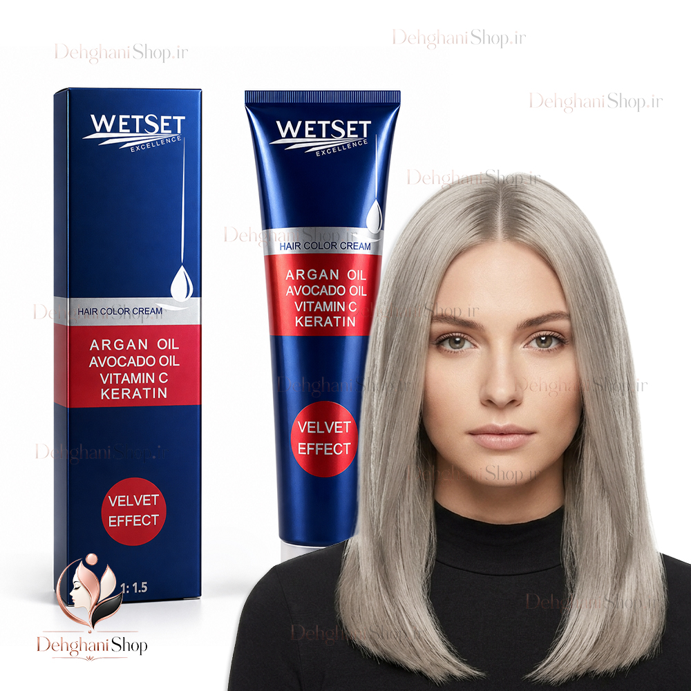 WetSet Hair Color Light Ash Blonde No C7-8.1 رنگ مو دودی روشن وت ست شماره C7-8.1 اصل