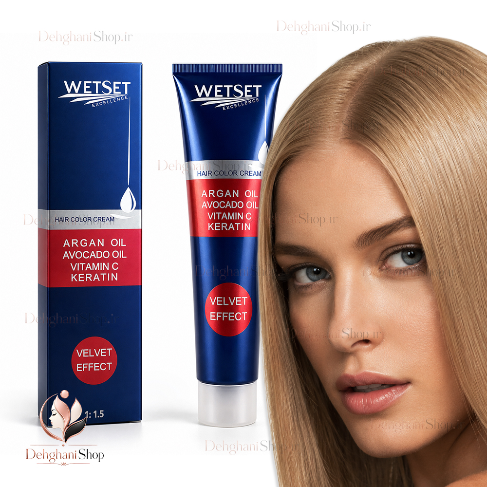 WetSet Light Blonde Hair Color No 8.00 Intense Natural 125ml رنگ مو بلوند روشن قوی وت ست شماره 8.00 سری طبیعی قوی تیوپ 125 میلی لیتری اصل
