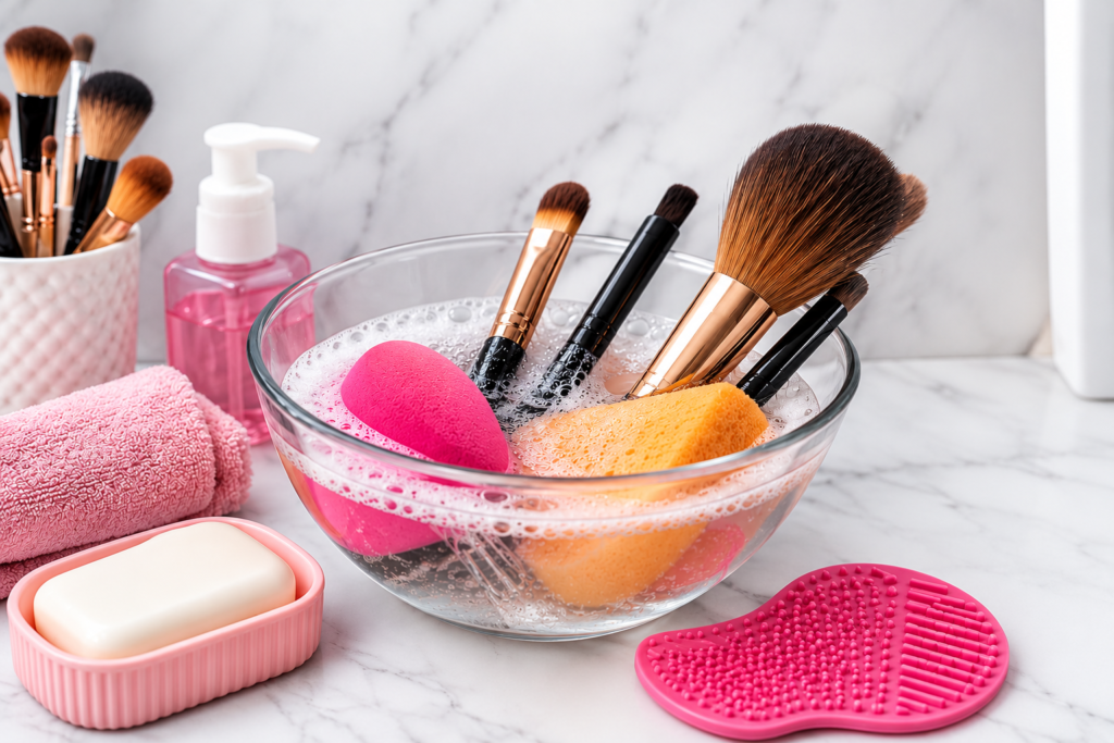 روش شستشوی براش و اسفنج آرایشی